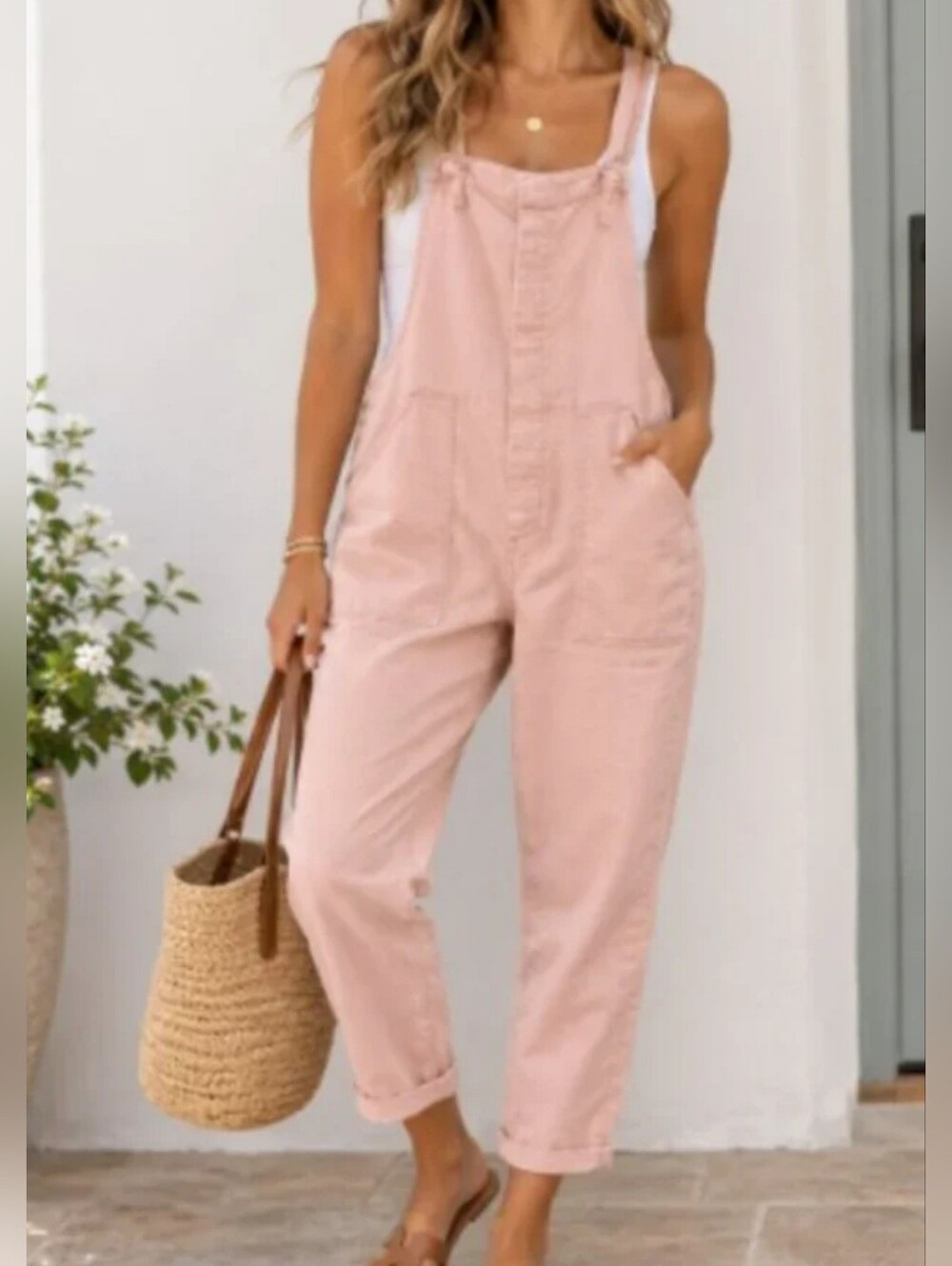 Vintage Jordache Size Large Retro 90's-Y2K? Pastel Peach Denim Overalls Romper